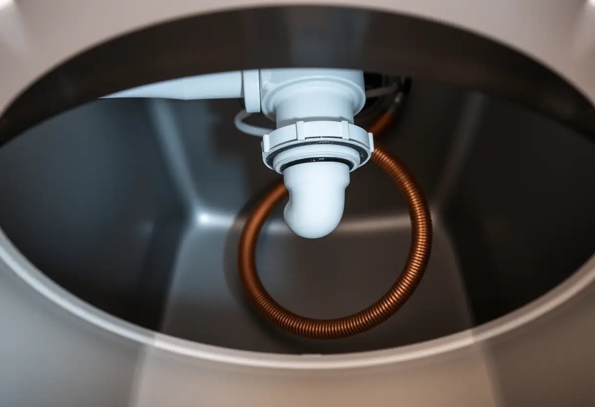 Tuyau d'évacuation sous un évier de cuisine