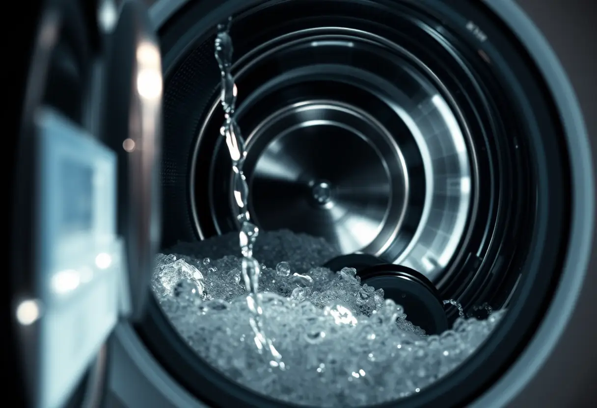 Eau qui coule à l'intérieur d'un lave-vaisselle